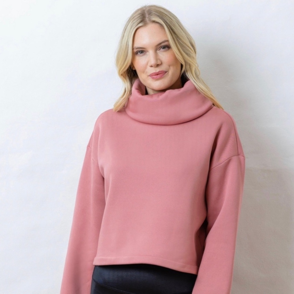Dudley Stephens Pink Turtleneck Sweater Cozy Fit